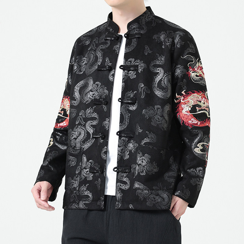 2025新中式风夹克刺绣外套复古中式唐装男A087-1-JK766P125，男装夹克，电商A087-1