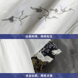 风夏季仙鹤刺绣薄V领盘扣T恤古风短袖A087-1-YM907-P55控65，男装T恤，电商A087-1