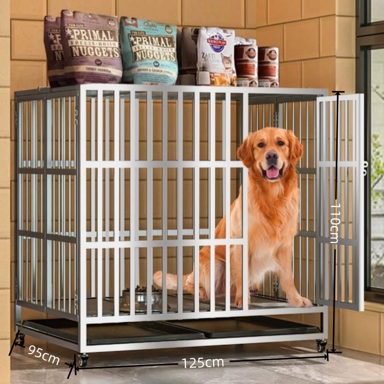 不锈钢狗笼大中型犬狗笼子室内外可折叠带厕所宠物加密单层家用