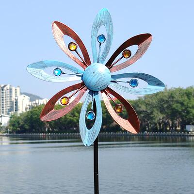 覆古风铁艺风车网红庭院创意景观布置农村小院户外花园艺装饰摆饰