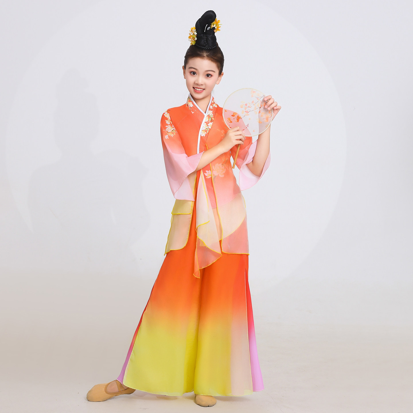 儿童秧歌服演出服飘逸中国风艺考独舞舞蹈服女童扇子舞古风表演服