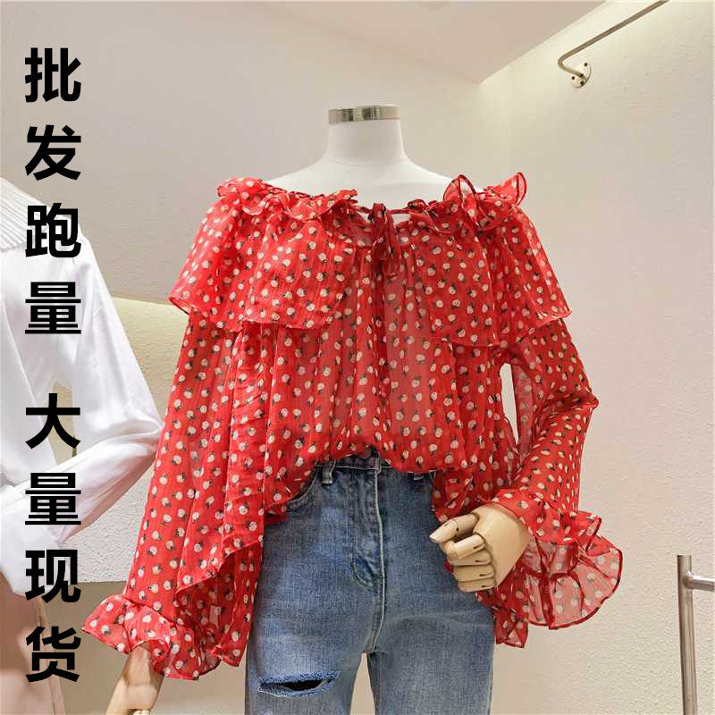春裝2019新款韓版寬松荷葉邊露肩碎花雪紡襯衫女壹字肩上衣超仙在類目 女裝/女士精品, 襯衫中 - 來自Buy2taobao.com提供專業的淘寶代購服務