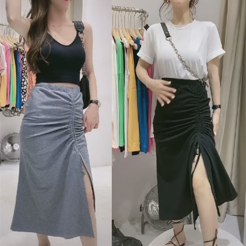 福利包    卡卡同款2020女百搭韓版顯瘦皺褶抽繩系帶側開叉半身裙在類目 女裝/女士精品, 半身裙中 - 來自Buy2taobao.com提供專業的淘寶代購服務