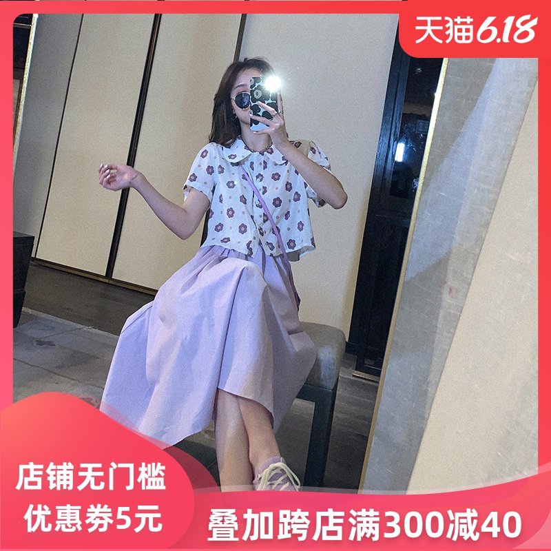 菡薇妮2020夏季新款韩版泫雅风花朵上衣女短款衬衫短袖流行小衫