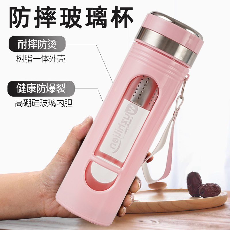 耐高温带刻度玻璃杯防摔杯子便携