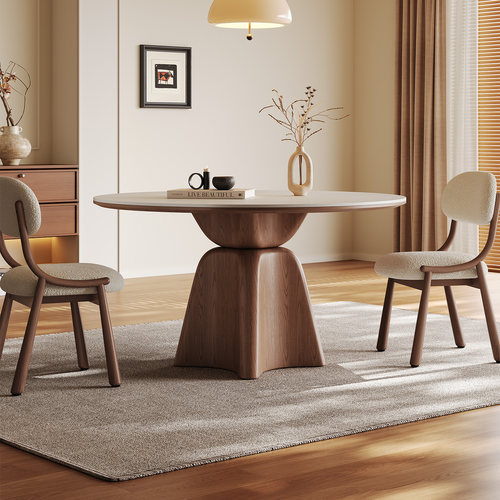 奥古斯特中古实木餐桌圆形