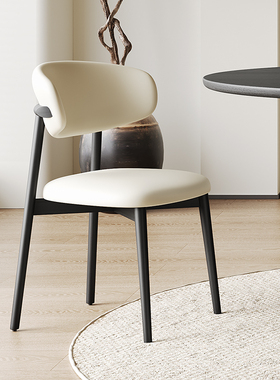 北欧奶油风实木餐椅家用轻奢软包靠背椅餐厅咖啡厅设计师餐桌椅