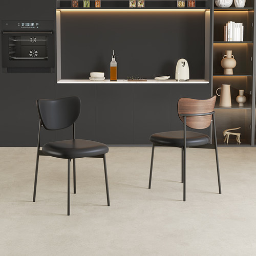 意式极简黑色餐椅轻奢高级餐桌椅