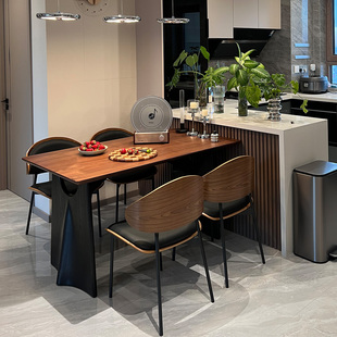 奥古斯特中古风实木餐桌家用长方形小户型全实木面工作台飞鸦餐桌