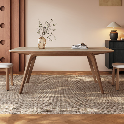 奥古斯特长方洞石岩板餐桌