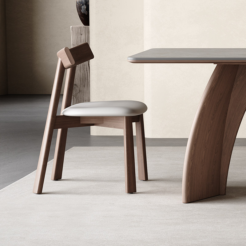 意式极简实木餐椅家用现代简约新款电脑化妆椅子北欧吃饭靠背皮椅