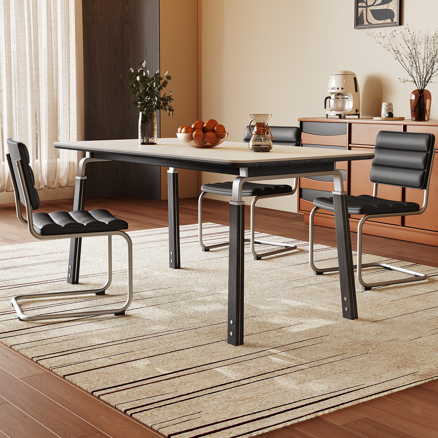 奥古斯特包豪斯实木岩板餐桌