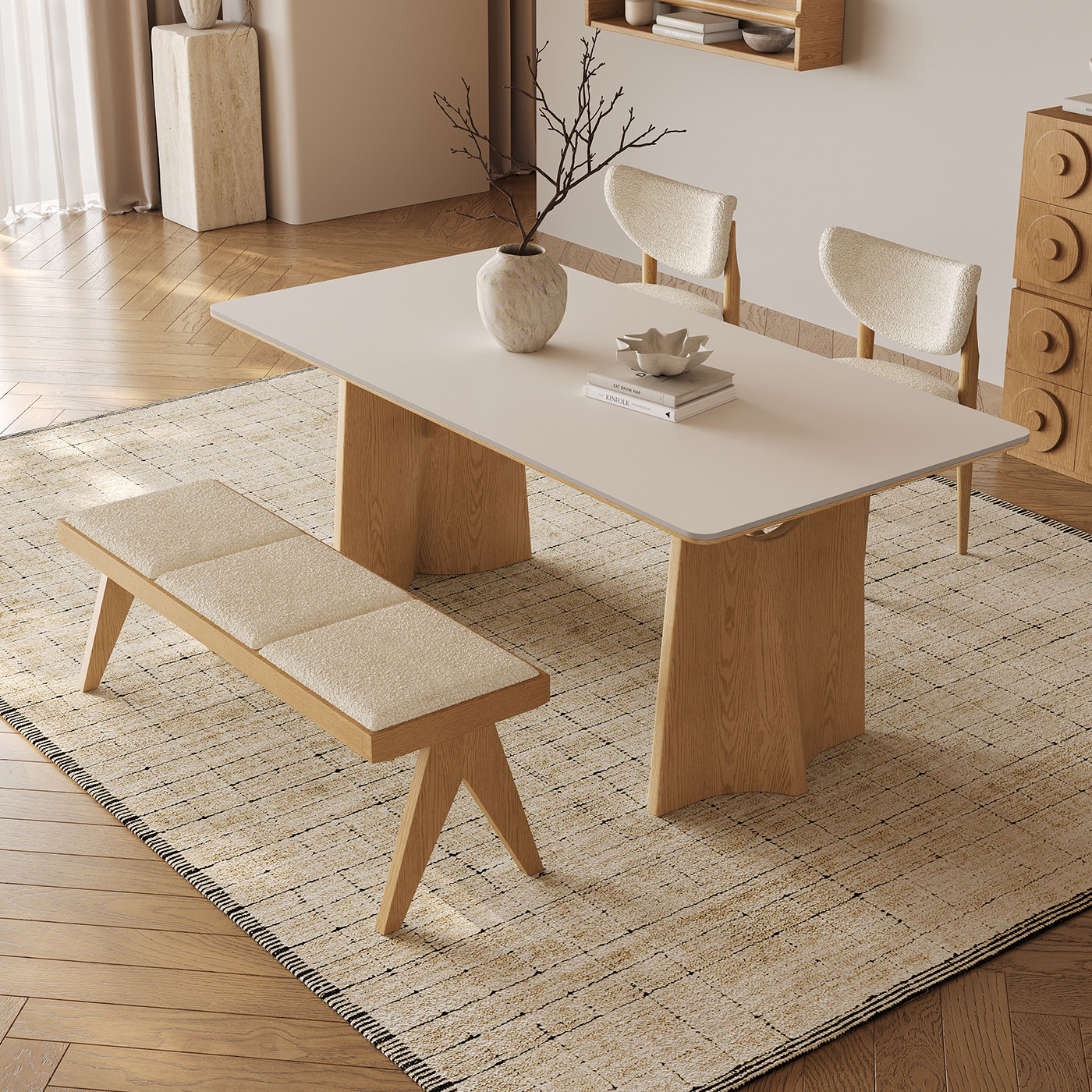 奥古斯特实木岩板餐桌奶油风小户型2026新款日式原木色餐桌椅组合,住宅家具,岩板餐桌,淘宝优惠券,粉丝福利购,淘宝优惠卷