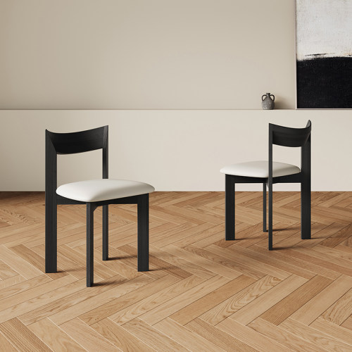 奶油风客厅西皮餐椅靠背实木