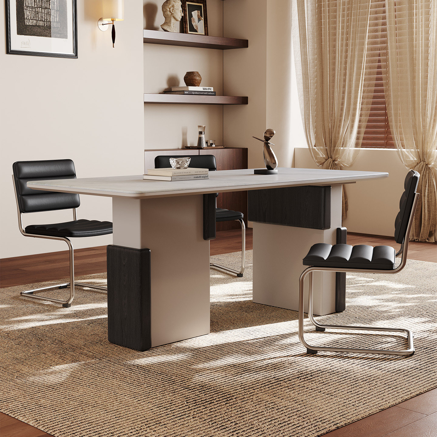 奥古斯特微晶石餐桌2025新款轻奢高端家用全托长方形意式极简餐桌