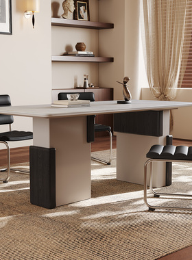 奥古斯特微晶石餐桌2025新款轻奢高端家用全托长方形意式极简餐桌