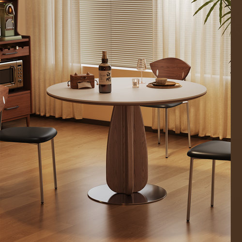 奥古斯特中古风实木餐桌圆形