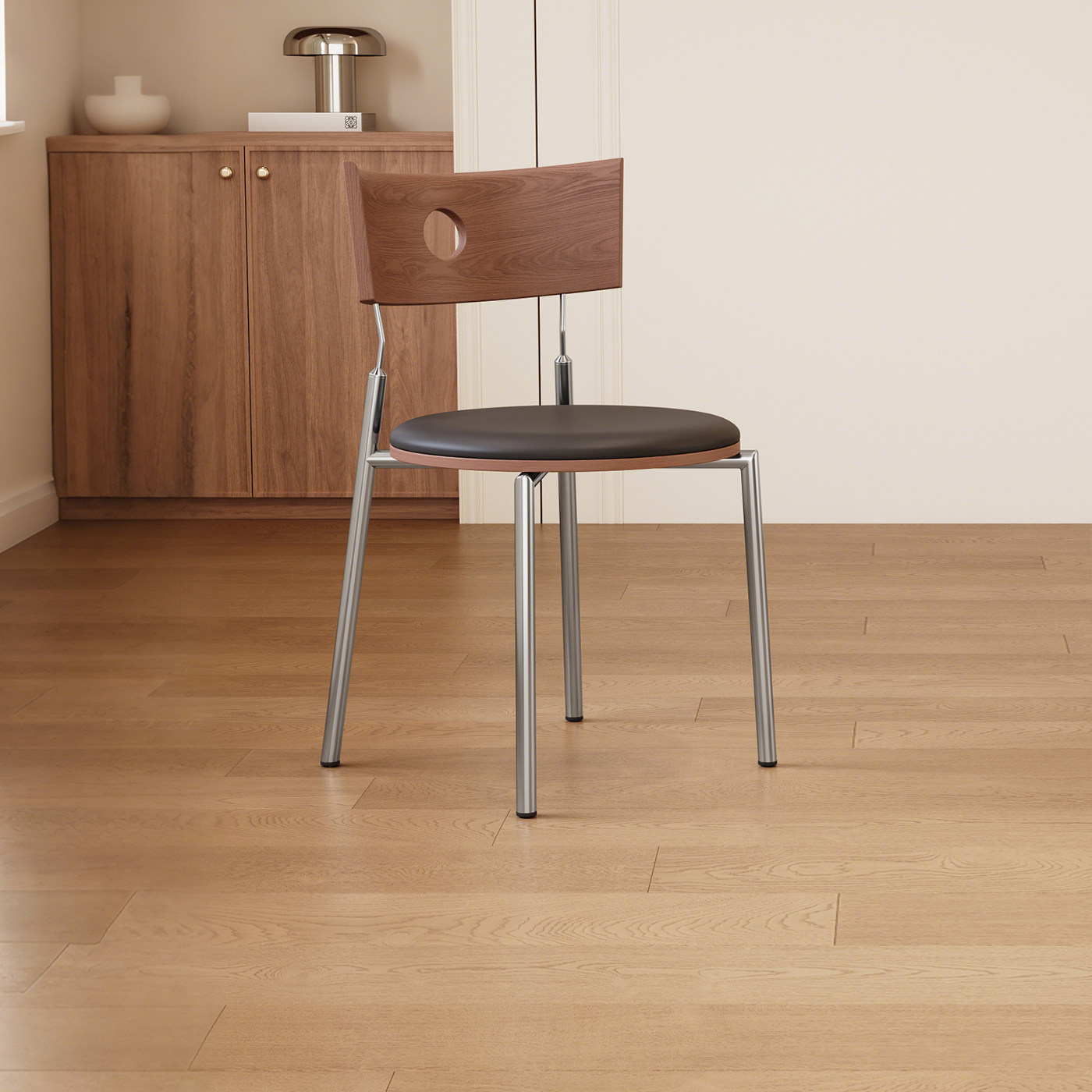 奥古斯特 中古风餐椅2025新款轻奢高级感不锈钢包豪斯风靠背椅