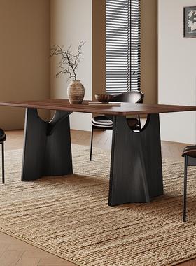 中古风实木餐桌长方形家用白蜡木法式复古飞鸦高端大板全实木长桌