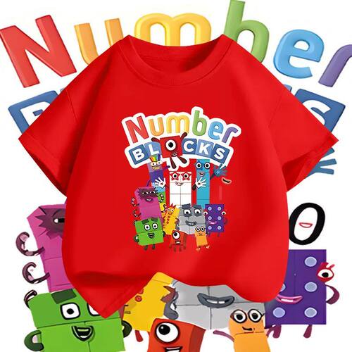 Numberblock数字积木男女童纯棉透气短袖t恤儿童半袖上衣生日礼物