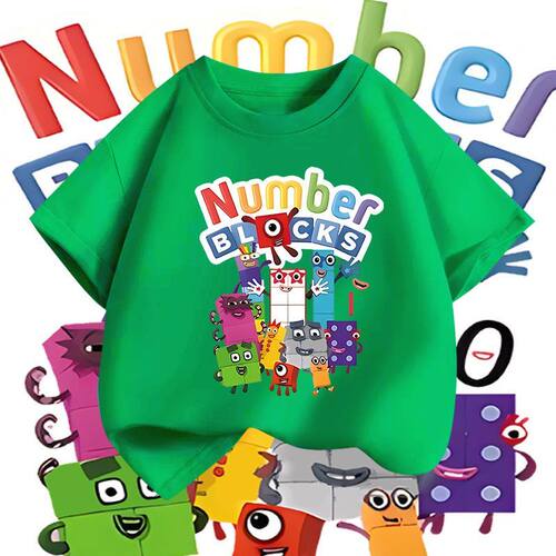 Numberblock数字积木男女童纯棉透气短袖t恤儿童半袖上衣生日礼物
