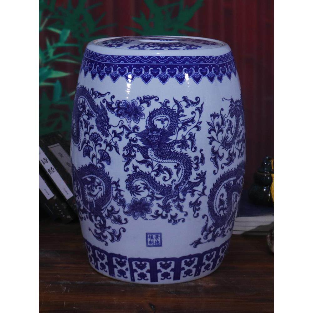 景德镇陶瓷米缸20斤30斤50斤米桶家用带盖青花龙面粉缸密封储物罐