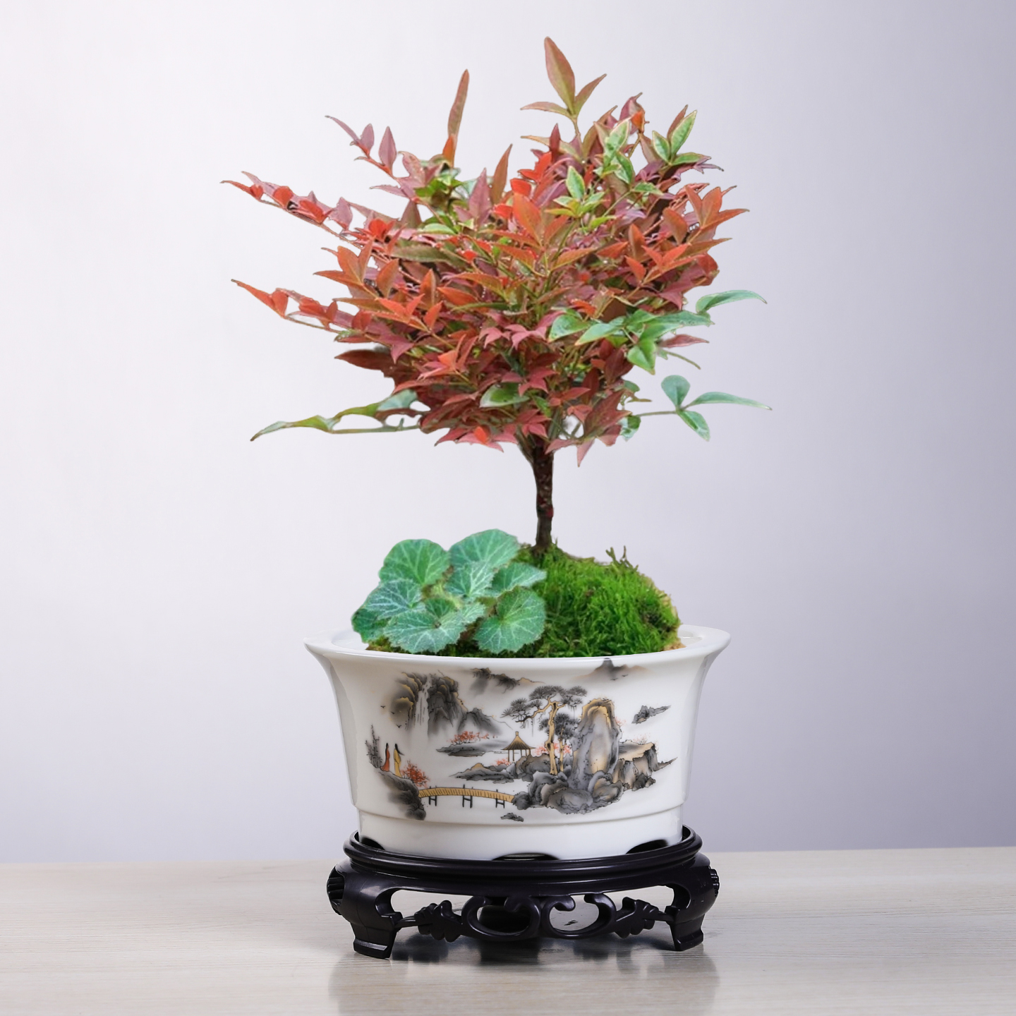 白瓷花盆三足有孔大号