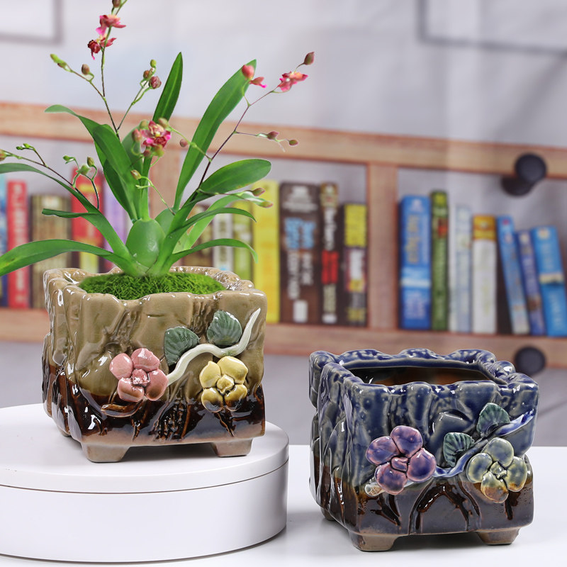 多肉粗陶个性手工捏花盆图片