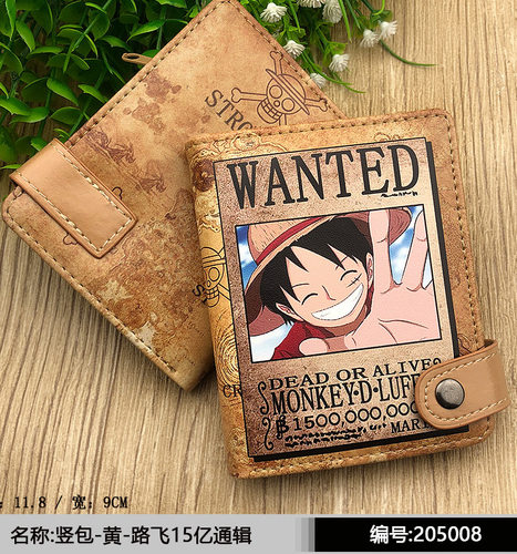 Anime One Piece Monkey D. Luffy PU Leather Short Wallet