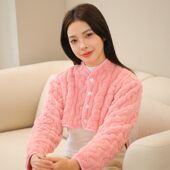睡觉肩颈保暖长袖 坎肩女珊瑚绒喂奶披肩玩手机护肩200斤短外套女