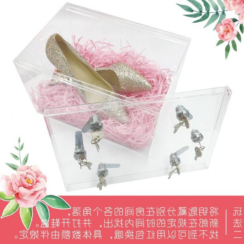 藏鞋神器结婚婚礼婚鞋箱子带锁透明的盒子音抖道具锁盒亚克力|ruв категории фестиваль товаров/подарок, Другие фестивали товаров - от Buy2taobao.com для оказания профессиональной услуги покупки агента Taobao