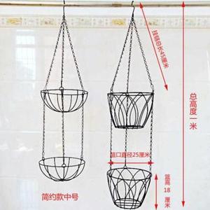 欧式高深款两层铁艺吊篮花架多层吊兰绿萝花盆架子悬挂花篮包邮