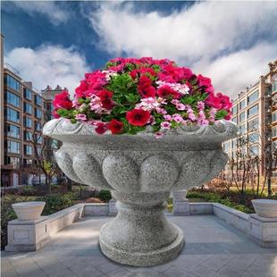 仿石雕庭院装饰组合定制创意欧式花钵圆形玻璃钢花盆别墅园林艺术