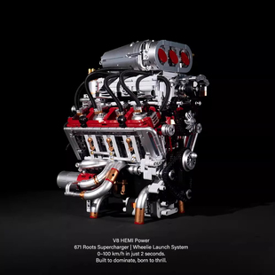 中国积木V8发动机积木道奇地狱猫仿真引擎V12益智拼装模型玩具男