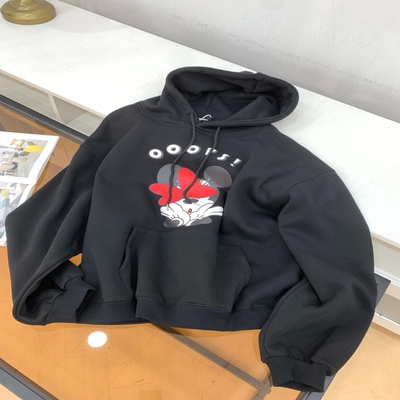 加绒冬季新款黑色美式印花修身显瘦长袖上衣女连帽卫衣J#31