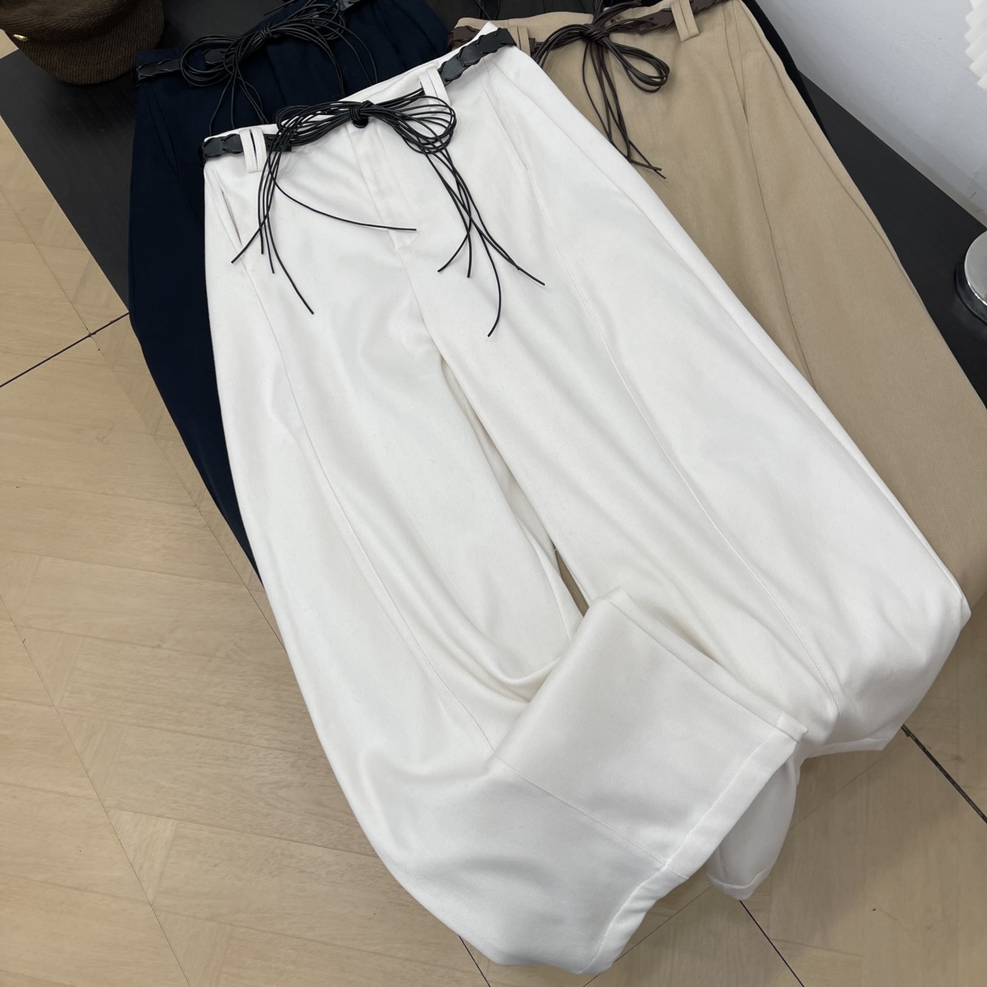 【霞】韩系极简风松紧腰休闲阔腿裤女秋冬季新款宽松直筒裤子L#7