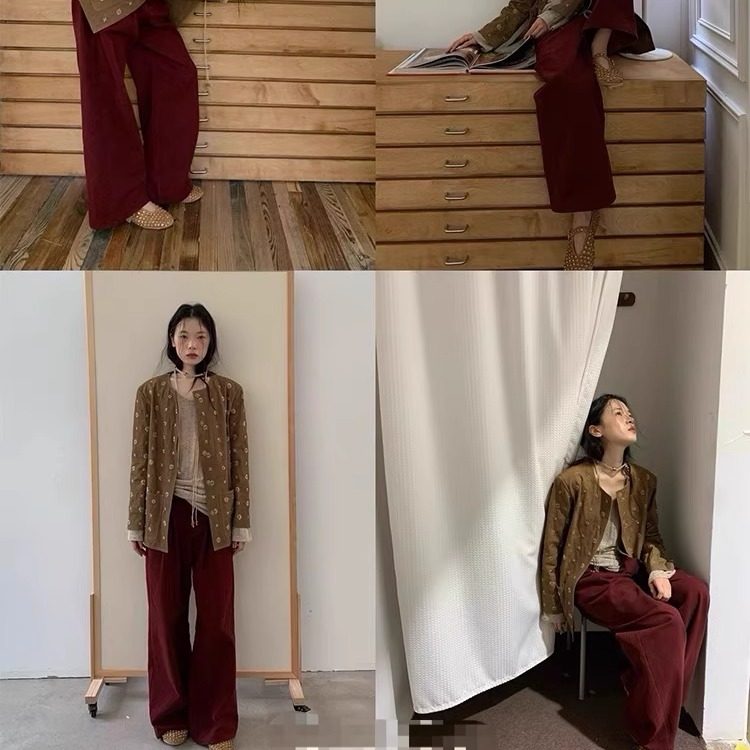 休闲裤秋季新款纯色宽松高腰显瘦休闲百搭阔腿裤女K#16