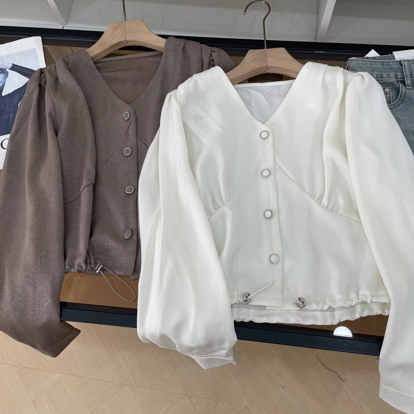 衬衫V领小众新款秋季长袖直筒休闲2025秋季上衣女 I#14