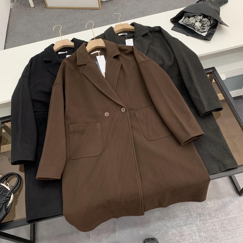 1.08kg冬季新款宽松赫本风气质百搭中长款外套女 L#27