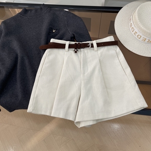 休闲短裤 ins港味复古外穿高腰A字阔腿裤 韩版 女春秋装