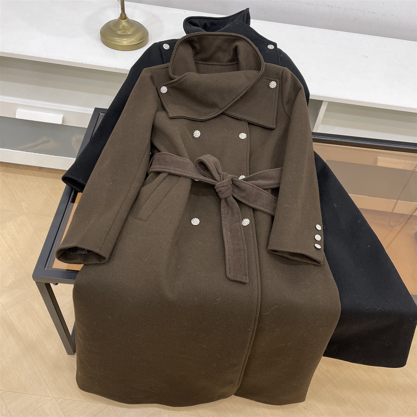 外套纯色时尚新款长款显瘦冬季保暖通勤宽松设计感女 L#5