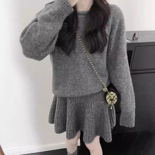 修身 显瘦A字短裙J 简约套装 上衣 宽松休闲长袖 秋冬新款