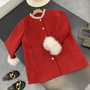 1.04kg高级感小香风钉珠设计感宽松中长款 外套