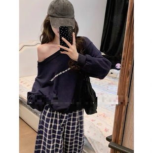 新款 上衣J 慵懒风休闲时尚 露肩长袖 百搭韩式 2025年秋季