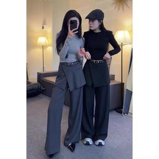 裤 女新款 直筒阔腿裤 高腰显瘦宽松垂感窄版 高级感西装