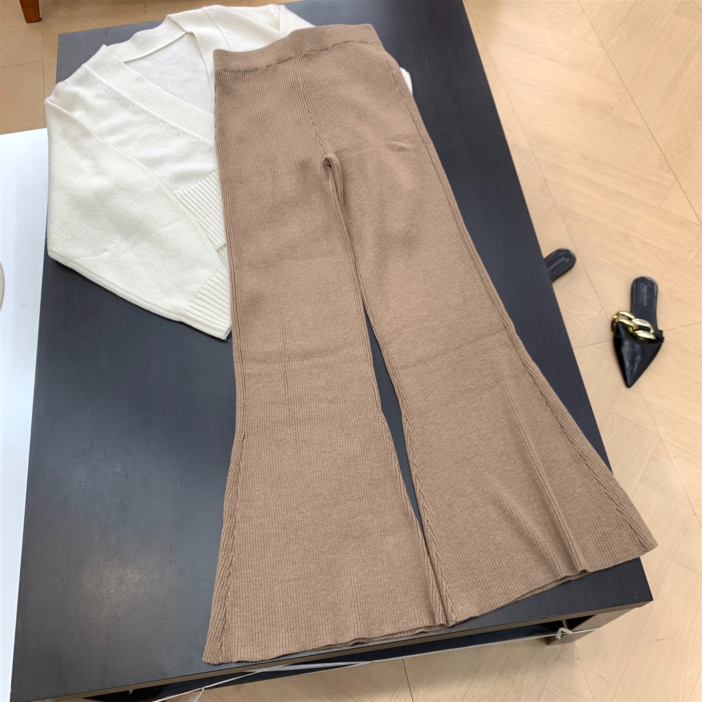 休闲裤新款喇叭裤新款时尚简约时尚秋季松紧腰长裤女 J#19