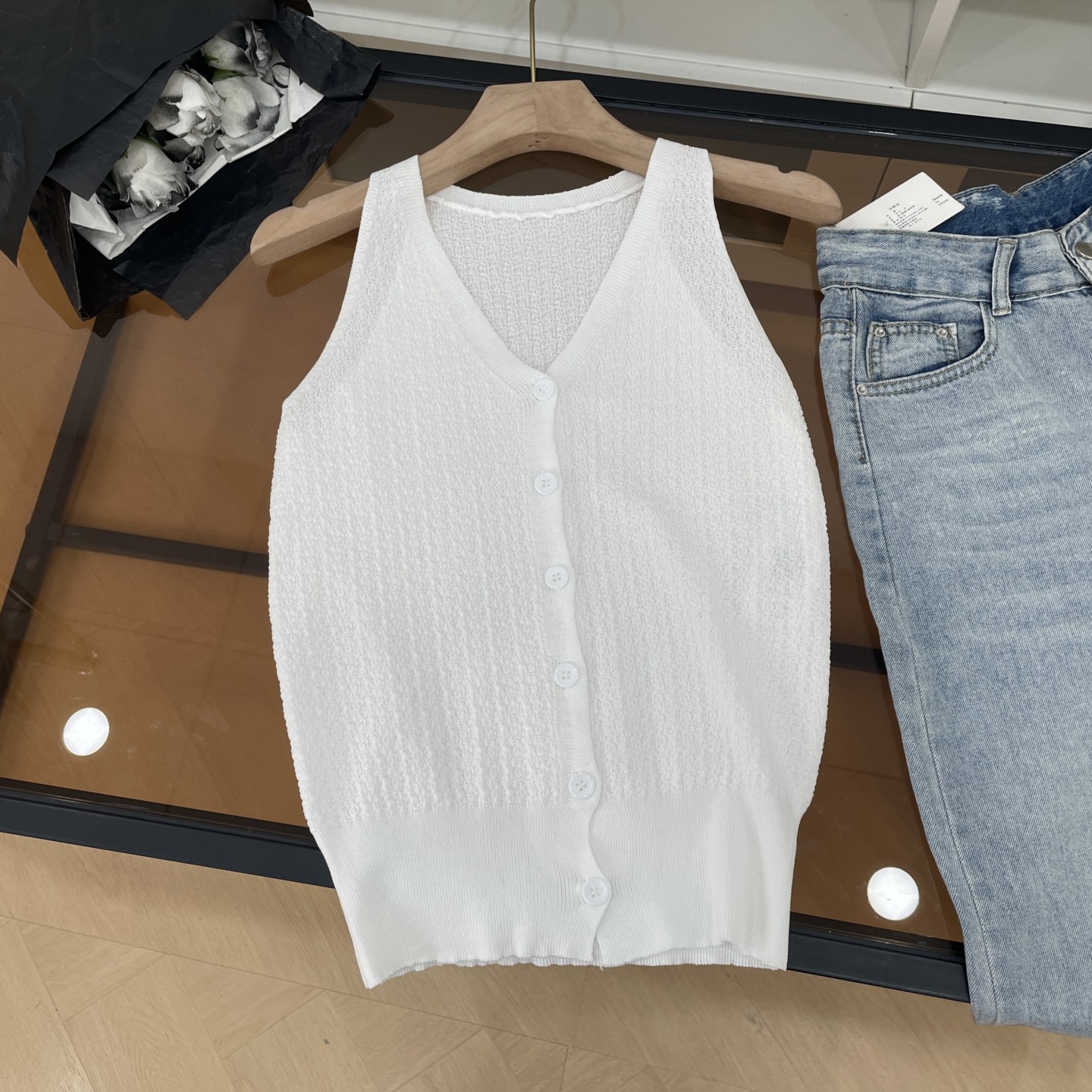 穿搭法式针织马甲女气质修身吊带v领背心开衫上衣衬衫G#20