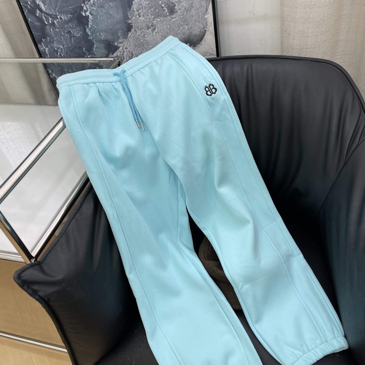 束脚运动裤女秋冬新款宽松高腰显瘦针织休闲加绒卫裤K#16