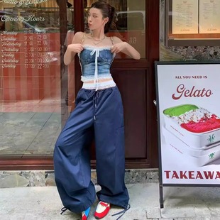 工装 裤 宽松显瘦显身材休闲阔腿裤 女秋冬高腰新款 美式