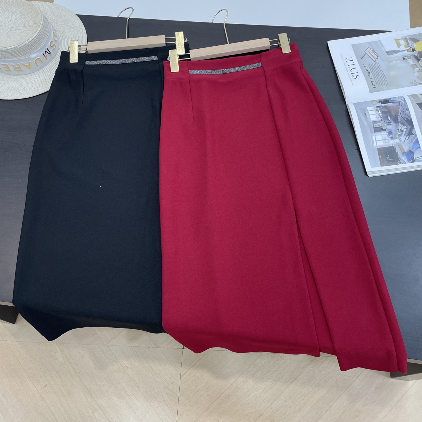 半身裙高腰休闲百搭时尚新款2025A字开叉显瘦上衣女 J#24